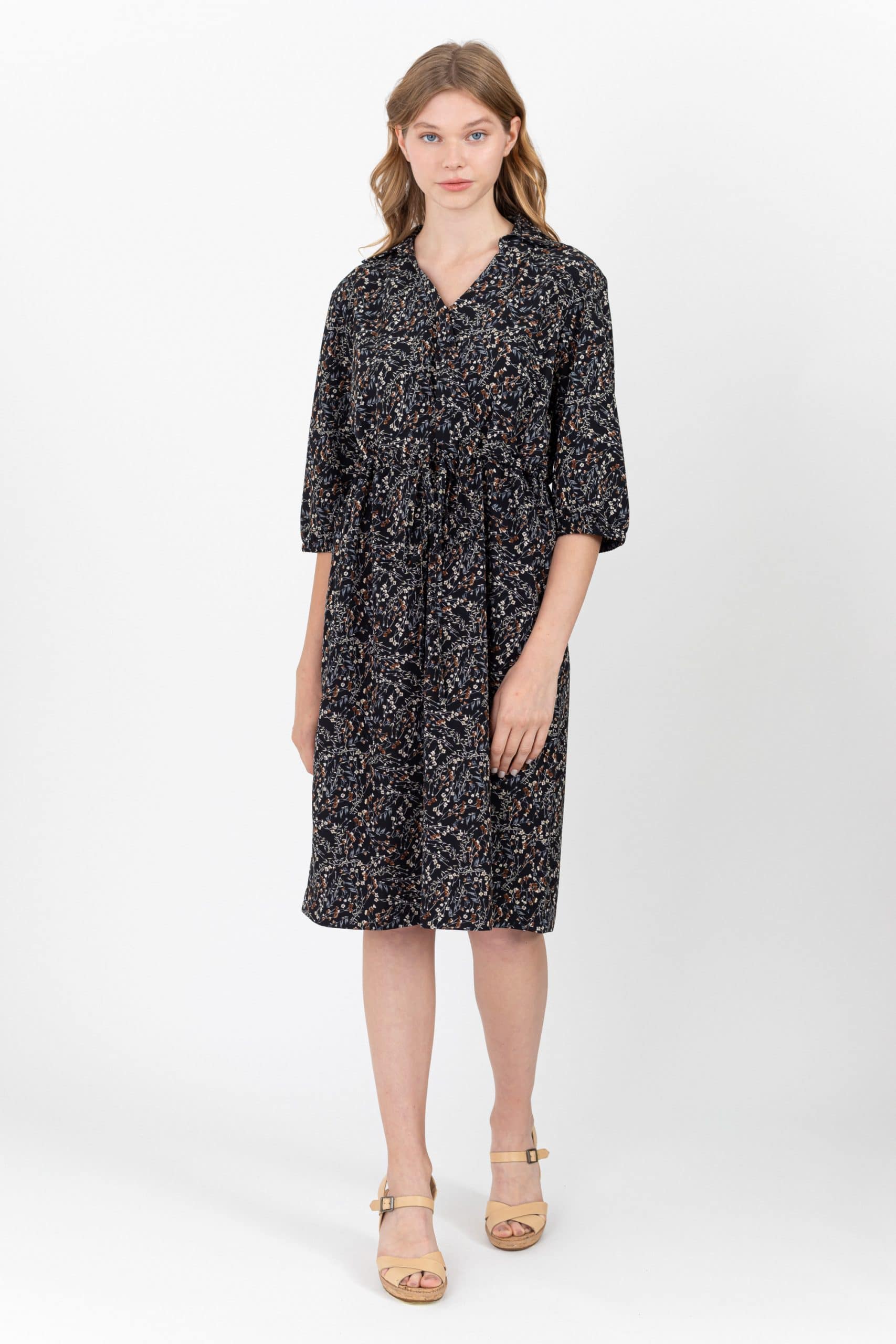 modest floral dress,modest knee length 