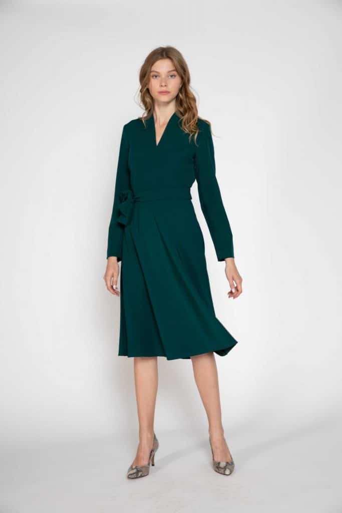 Modest midi dark green dress - Scelle by Linda