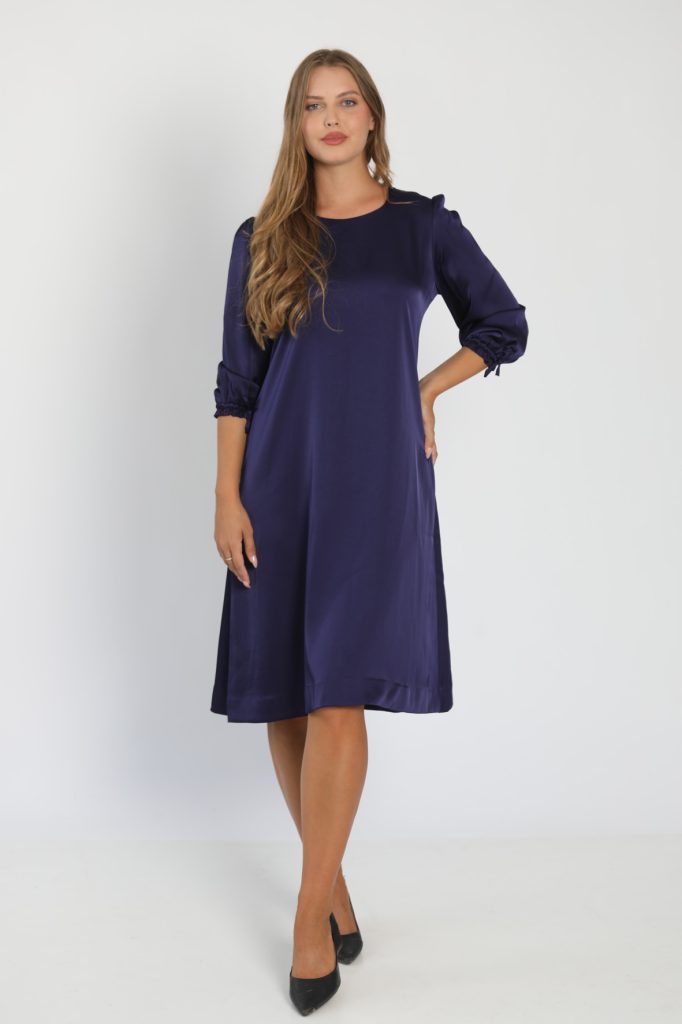 Blue navy satin dress