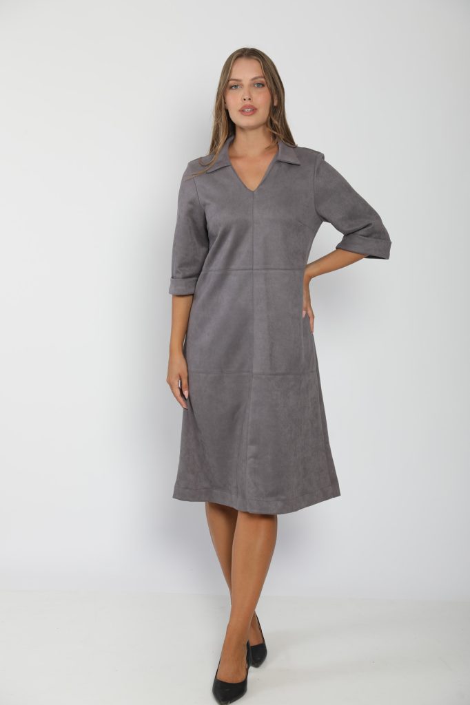 Faux suede gray dress