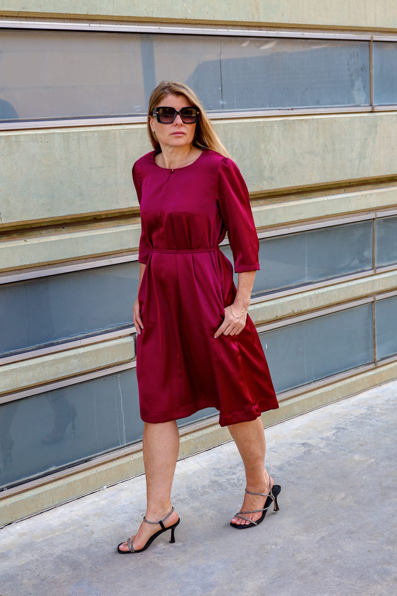 plus-size-dress-modest-satin-dress-holiday-dress