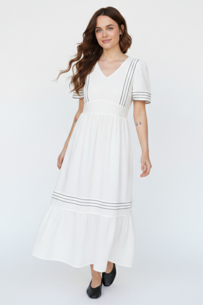 שמלת מקסי לבנה לנערות