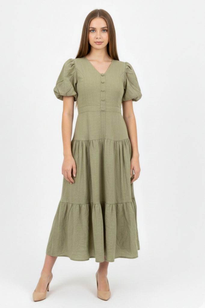 שמלה מקסי ירוקה כפרית