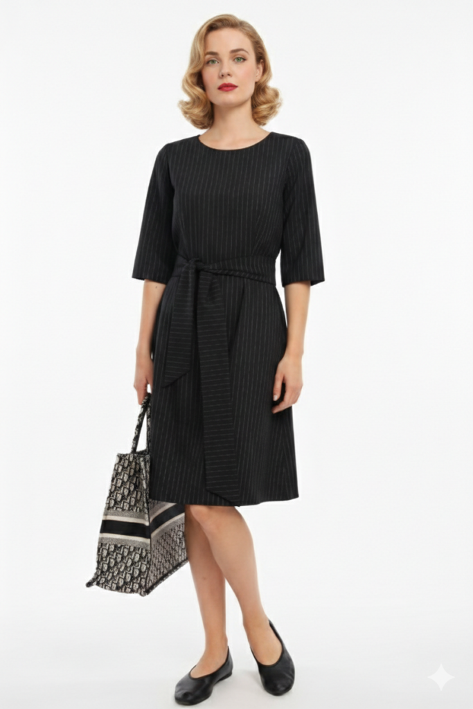 שמלה שחורה עם פסים
