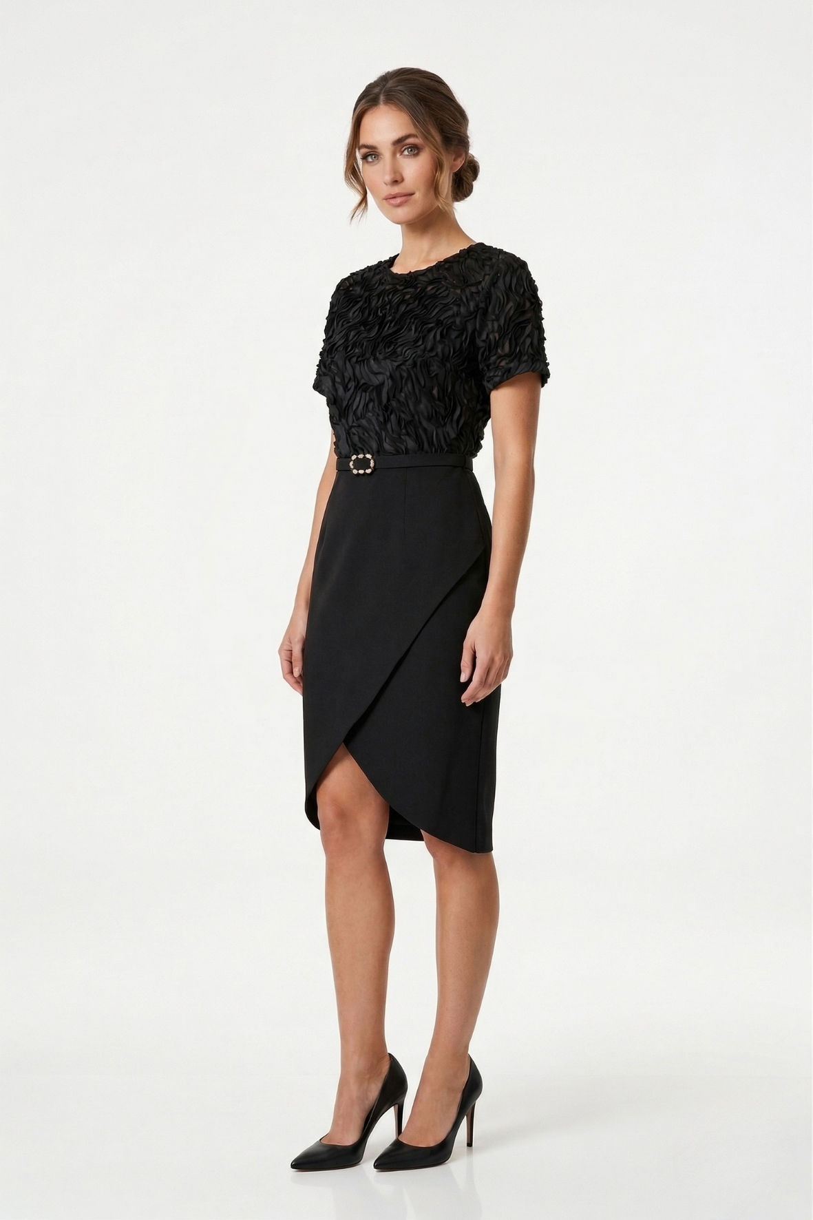 4 שמלת ערב שחורה אסימטרית מידות גדולות