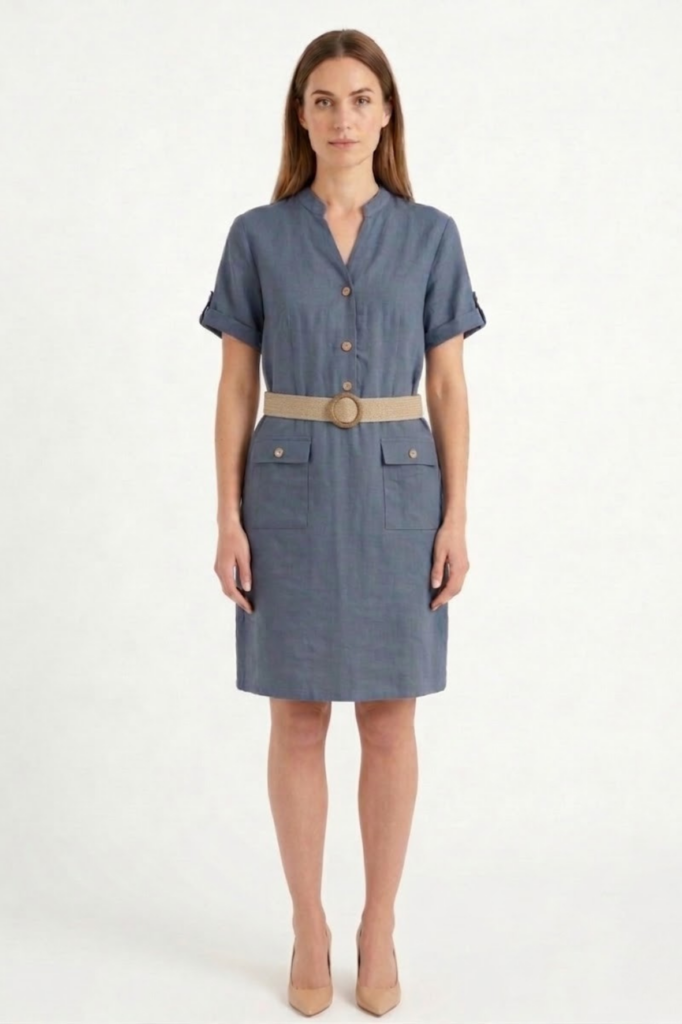 שמלה בצבע כחול ג'ינס מידות גדולות נשים