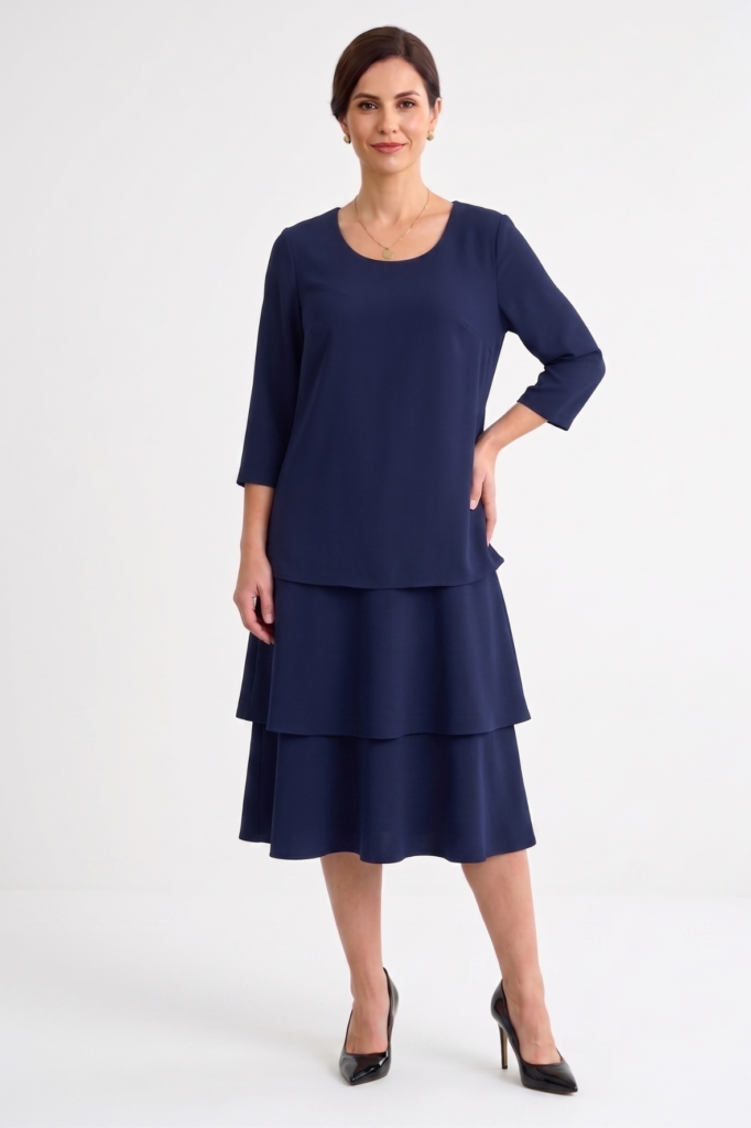 שמלת מידי כחולה אלגנטית מידות גדולות